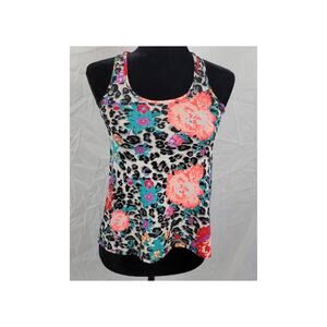 Rue21 Pink  & Black Tank Top Women's Small Leopard & Floral Pattern